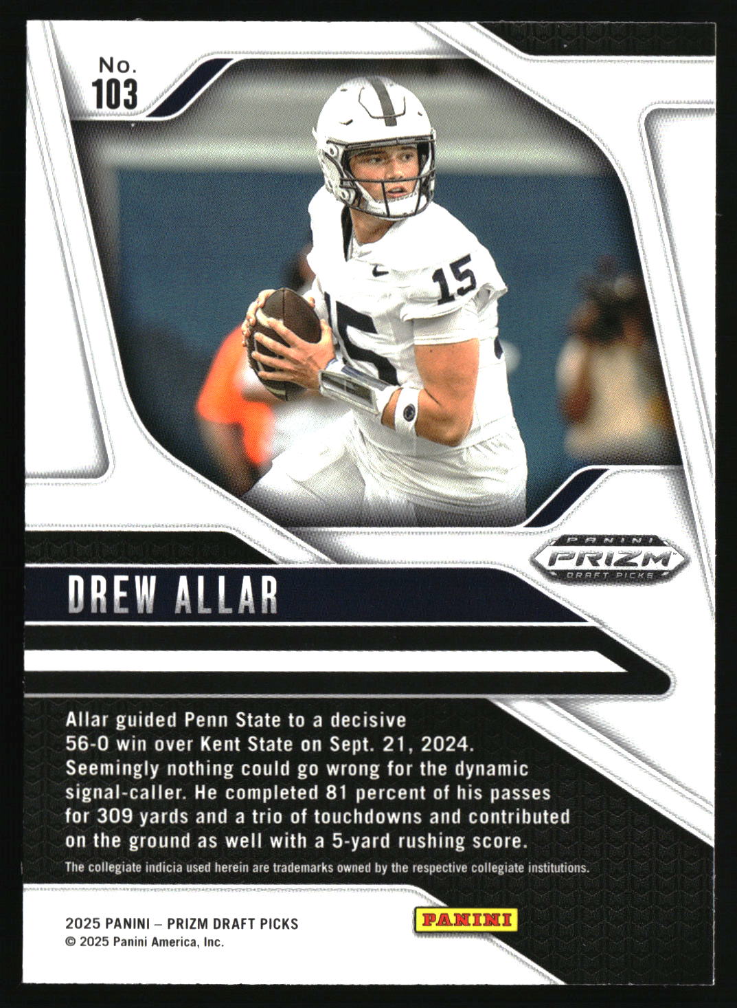 Drew Allar 2025 Panini Prizm Draft Picks #103