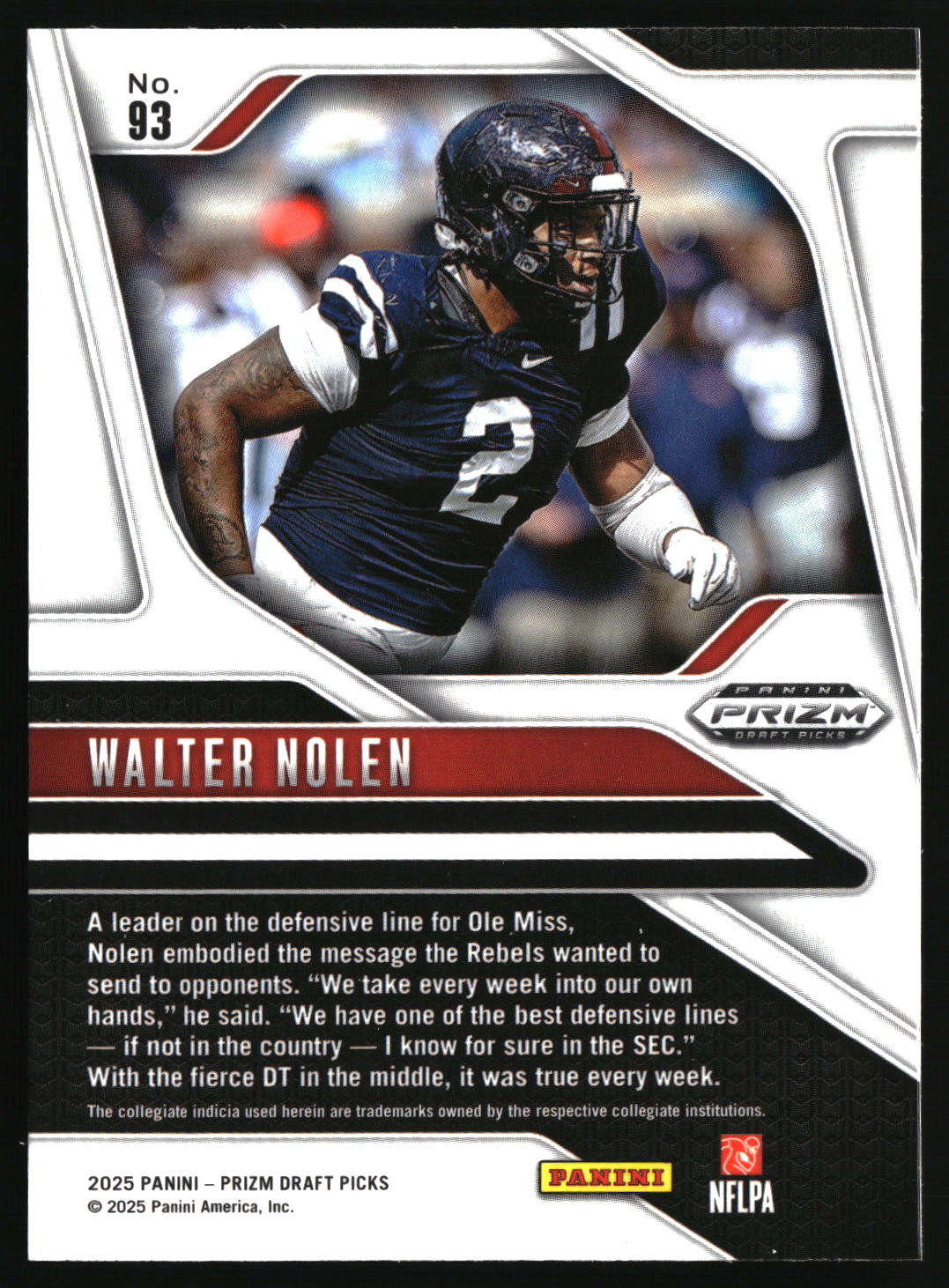 Walter Nolen 2025 Panini Prizm Draft Picks #93