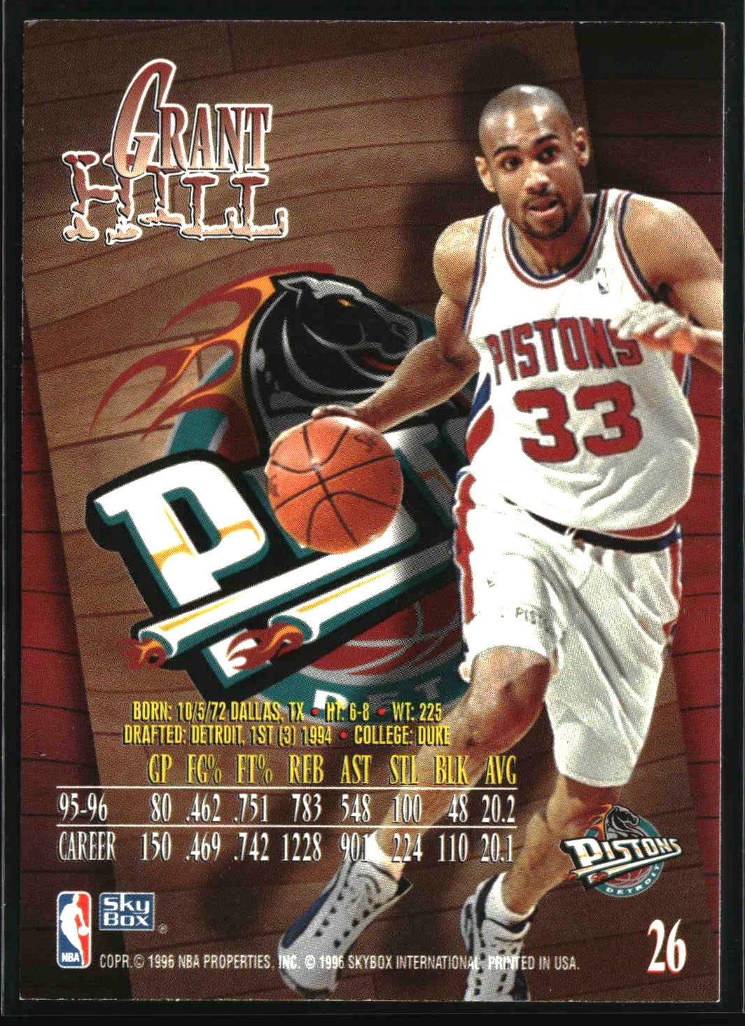 Grant Hill 1996-97 SkyBox Z-Force #26