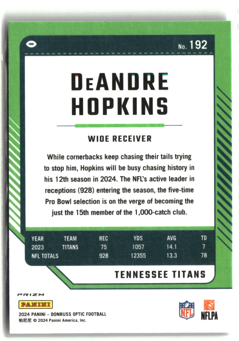 DeAndre Hopkins 2024 Donruss Optic Holo #192