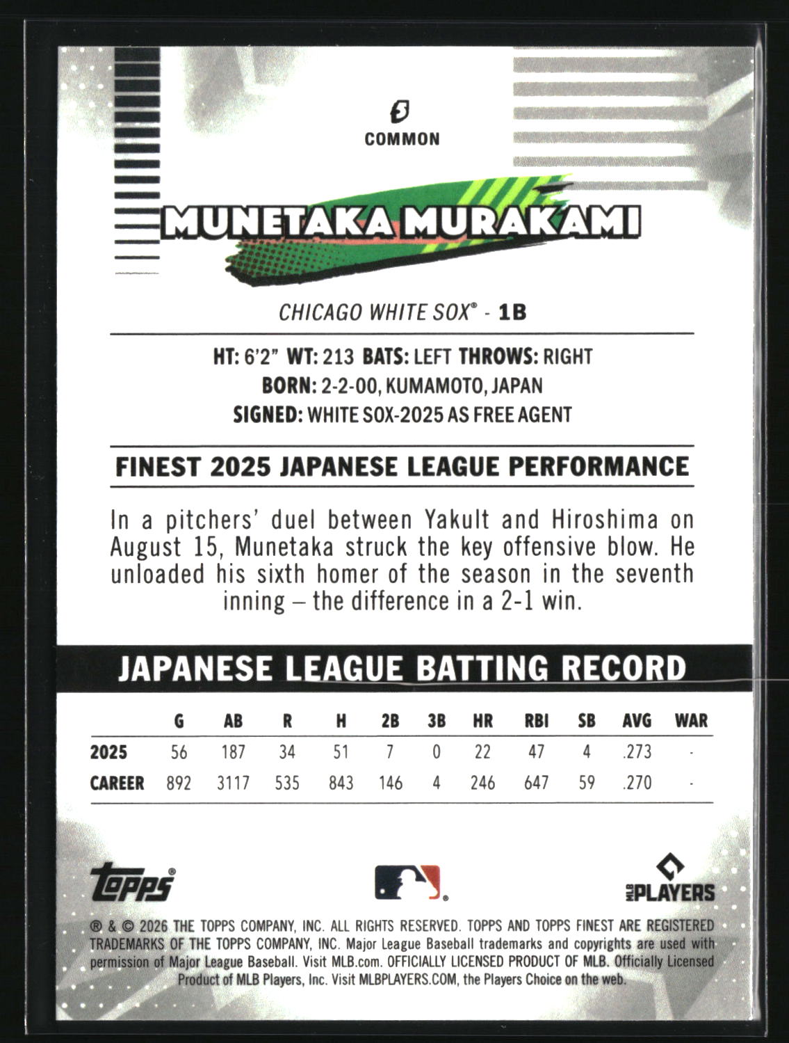Munetaka Murakami 2026 Finest #5