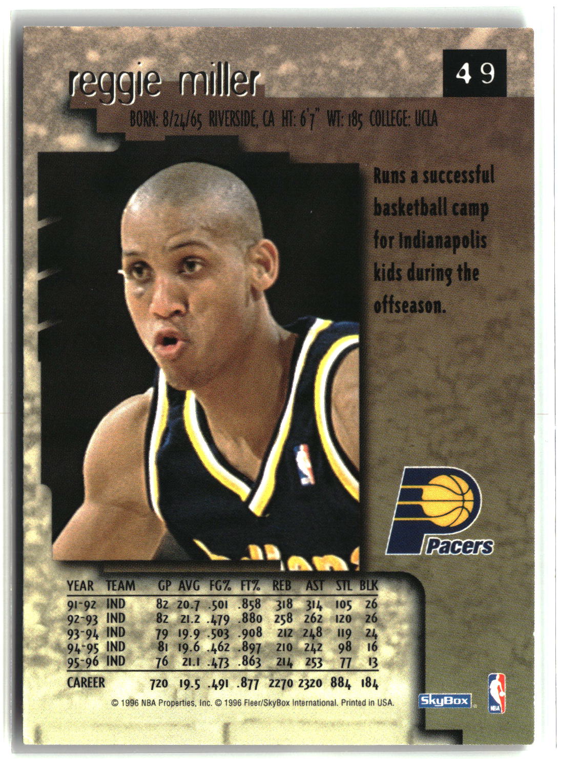 Reggie Miller 1996-97 SkyBox Premium #49