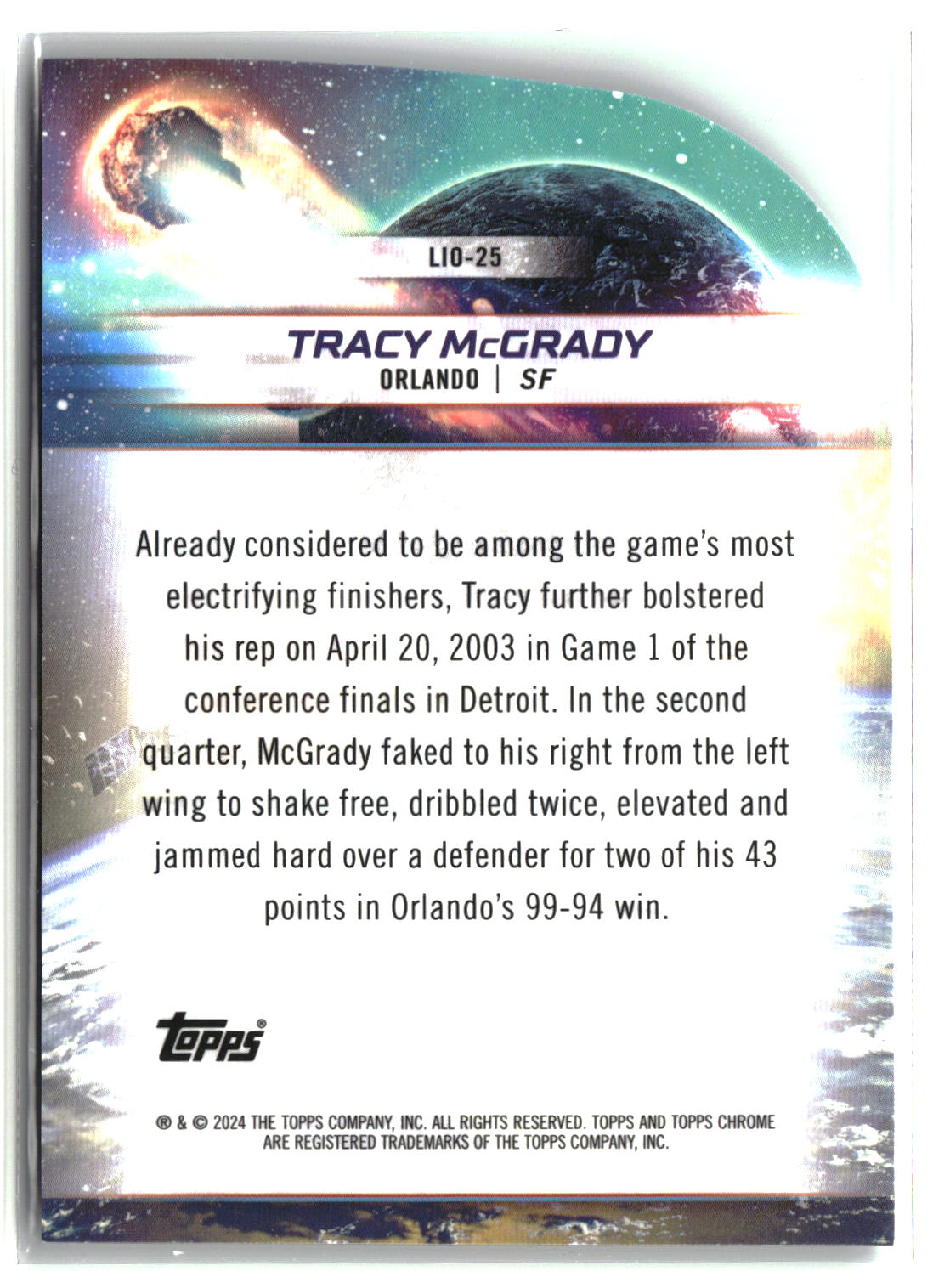Tracy McGrady 2023-24 Topps Chrome Cosmic Launched Into Orbit #LIO-25