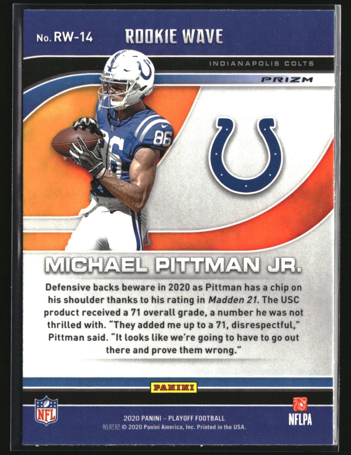Michael Pittman Jr. 2020 Panini Playoff Rookie Wave Silver #RW-14