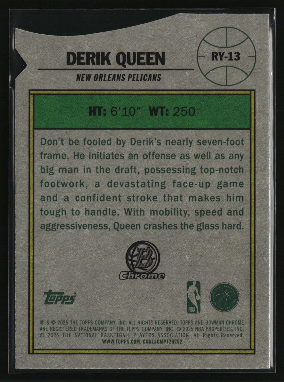 Derik Queen 2025-26 Bowman Rookie Of The Year Favorites #RY-13