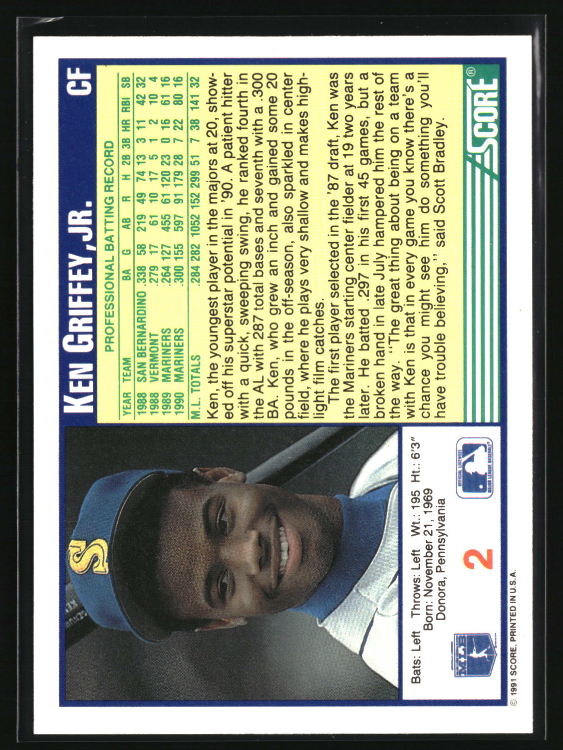 Ken Griffey, Jr. 1991 Score #2