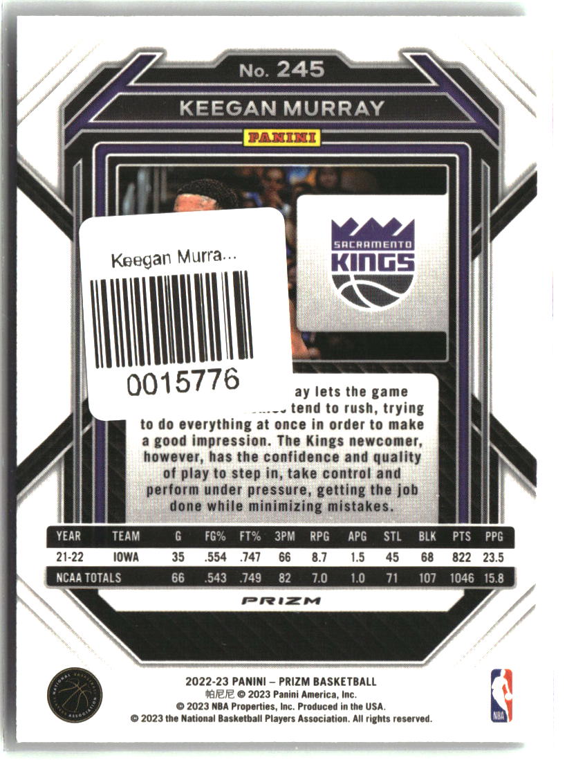 Keegan Murray 2022-23 Panini Prizm Prizms Silver #245