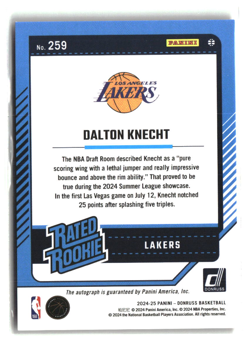 Dalton Knecht 2024-25 Donruss Holo Pink Laser #259