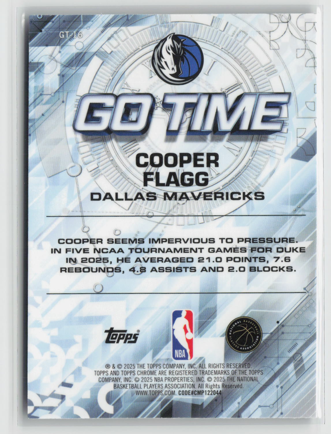 Cooper Flagg 2025-26 Topps Chrome Go Time #GT-16