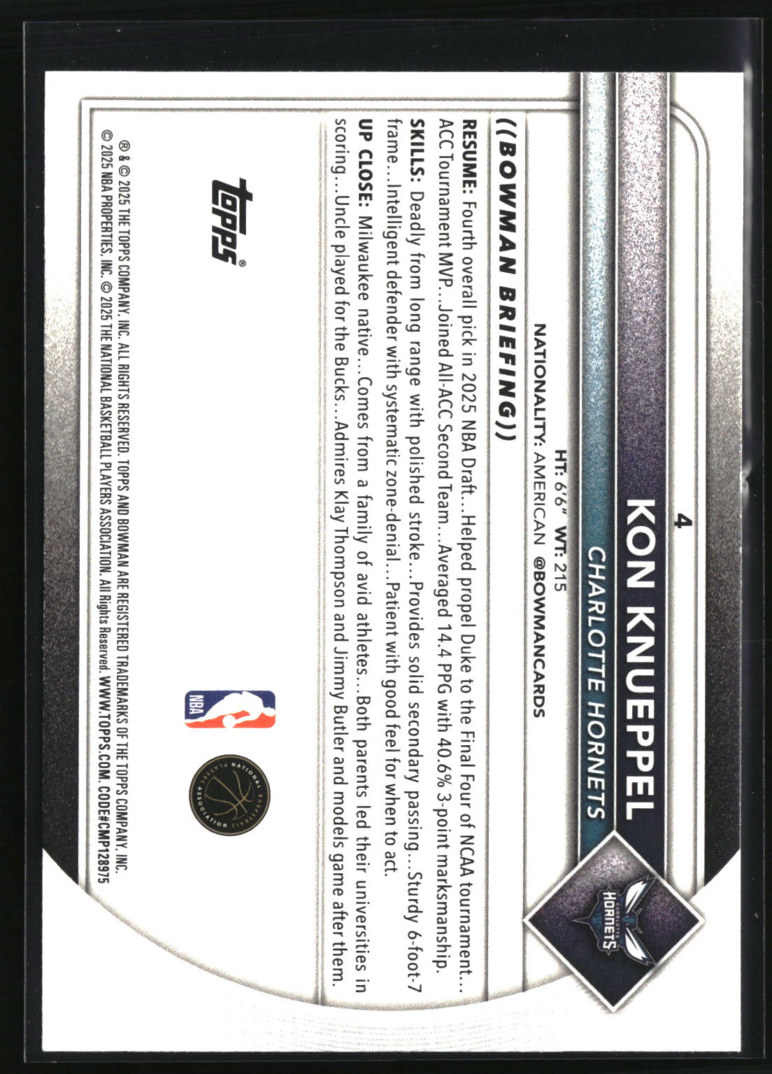 Kon Knueppel 2025-26 Bowman #4