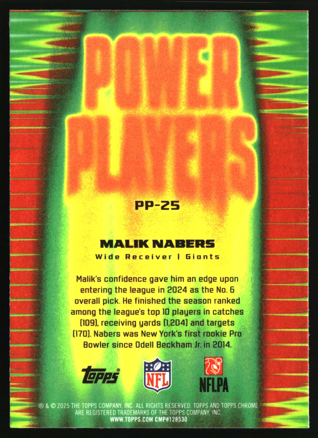 Malik Nabers 2025 Topps Chrome Power Players #PP-25