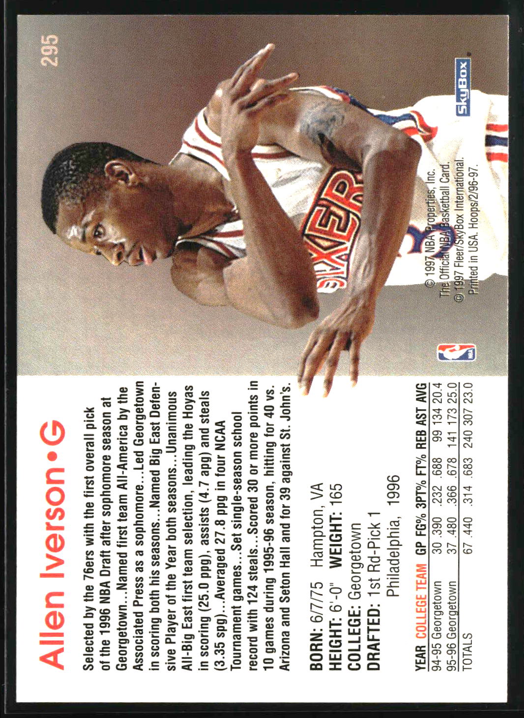 Allen Iverson 1996-97 Hoops #295