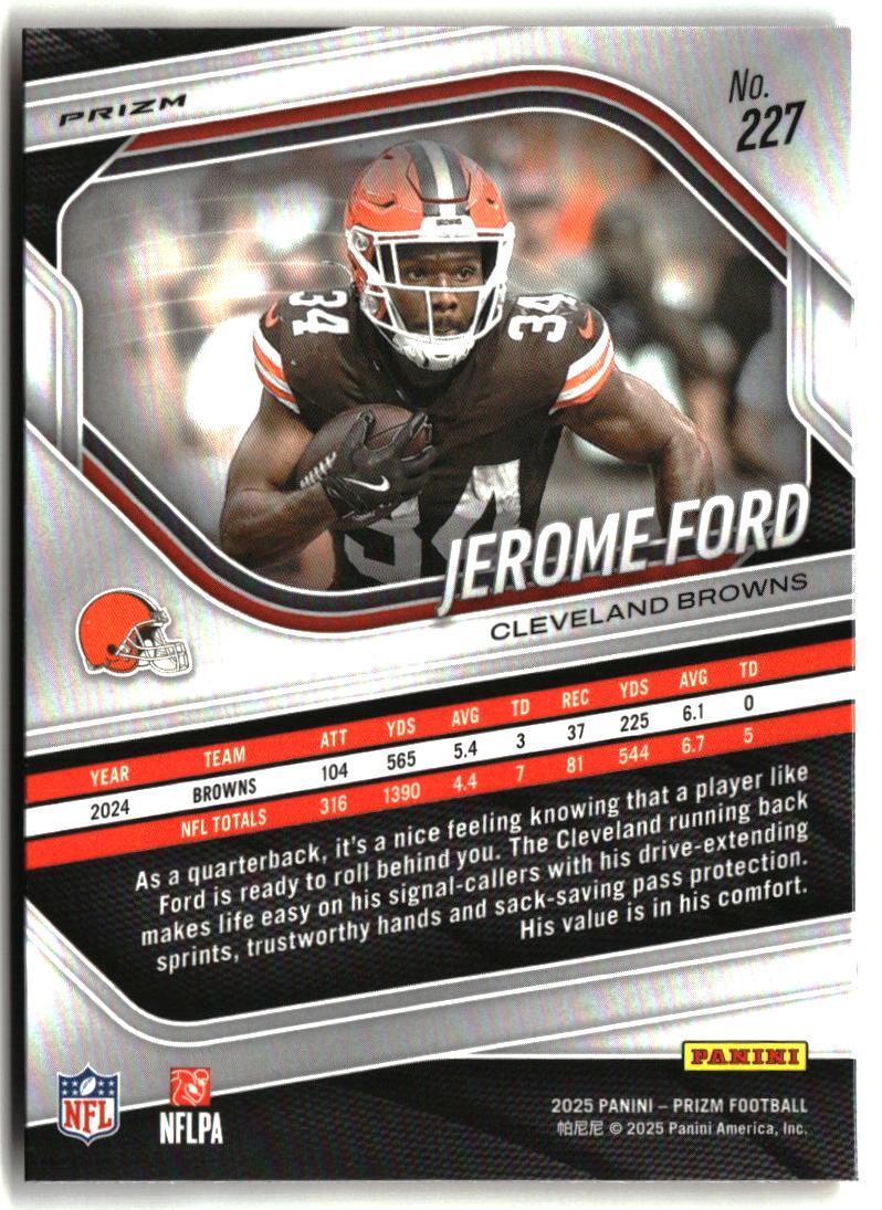 Jerome Ford 2025 Panini Prizm Orange Ice #227