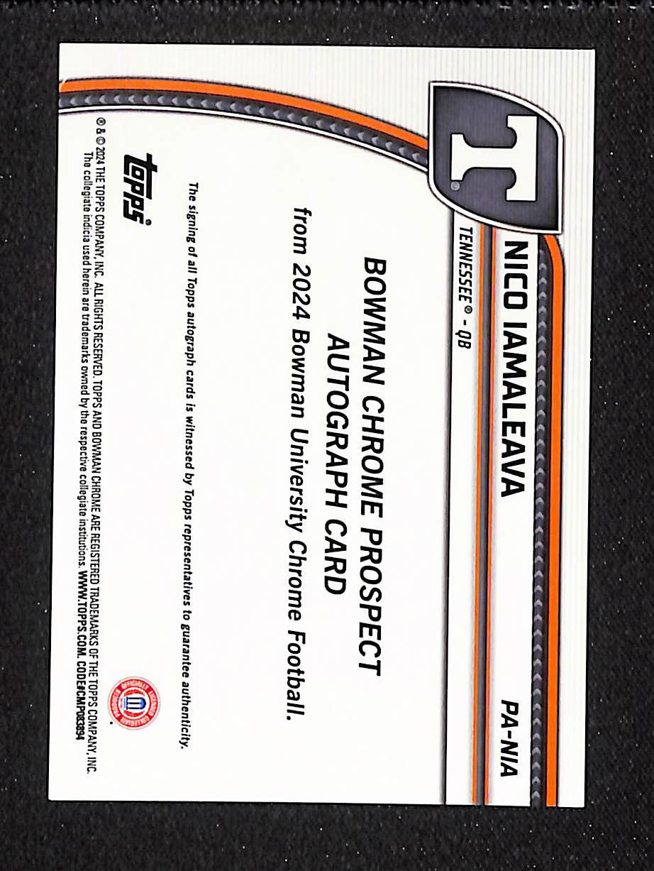 Nico Iamaleava 2024 Bowman University Chrome Prospect Autographs #PA-NIA