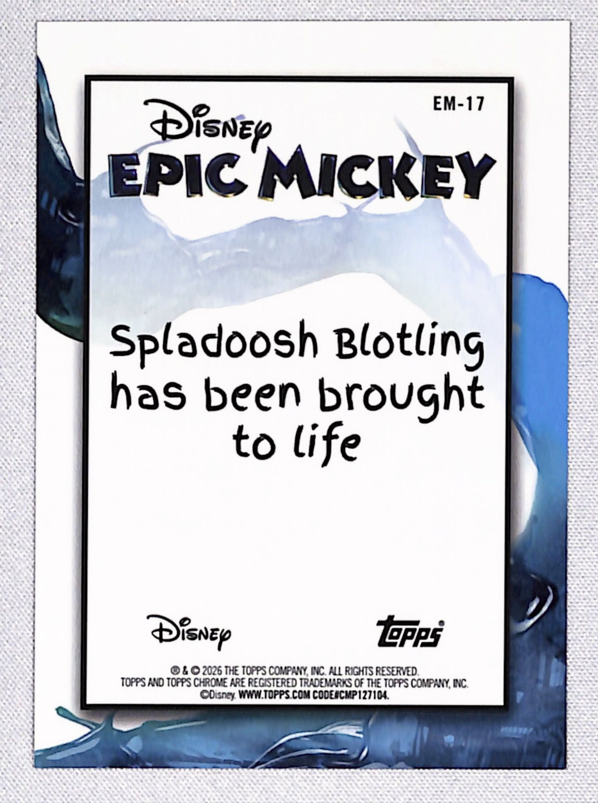 Spladoosh Blotling 2026 Topps Disney Neon Epic Mickey #EM-17