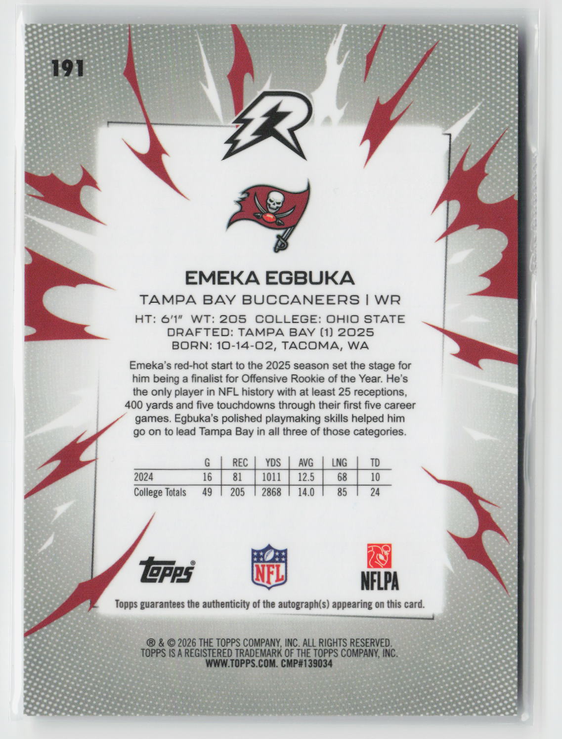 Emeka Egbuka 2025 Topps Resurgence Signatures #191