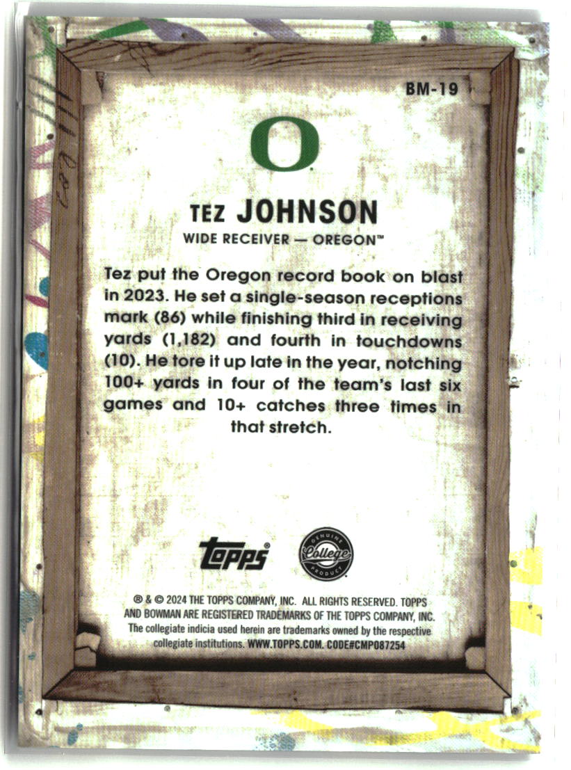 Tez Johnson 2024 Bowman University Best Bowman Masterpieces #BM-19