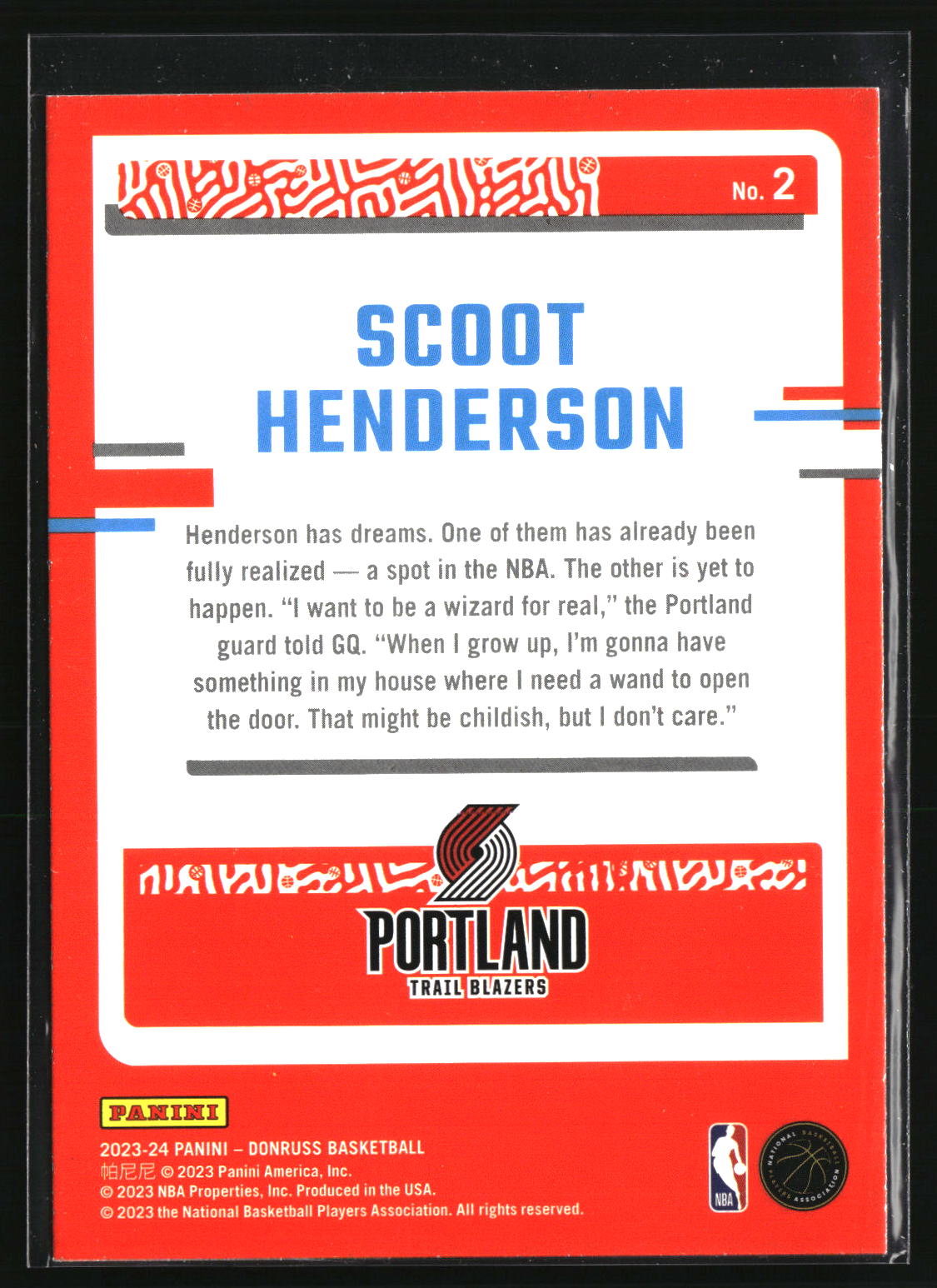 Scoot Henderson 2023-24 Donruss The Rookies #2