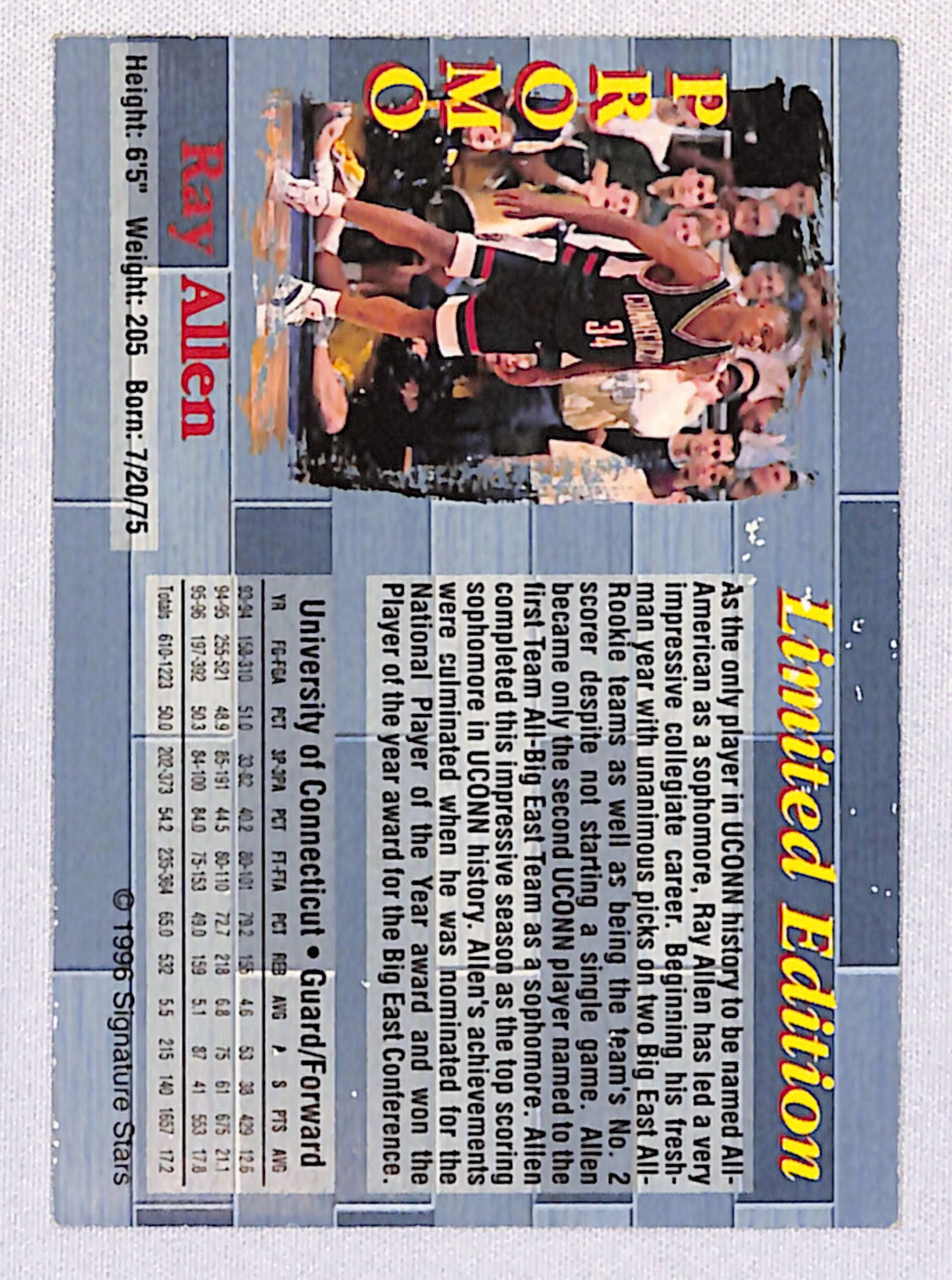 1996 Signature Stars Limited Edition Promos Ray Allen Rookie