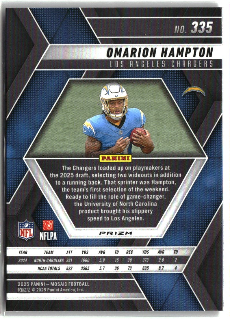 Omarion Hampton 2025 Panini Mosaic Mosaic Reactive Purple #335