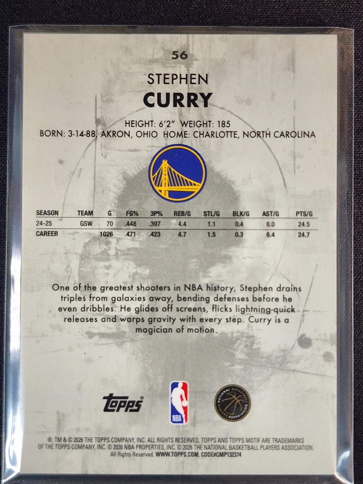 Stephen Curry 2025-26 Topps Motif Ultramarine Blue #56