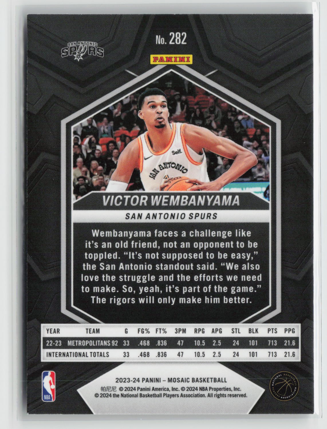 Victor Wembanyama 2023-24 Panini Mosaic City Edition #282