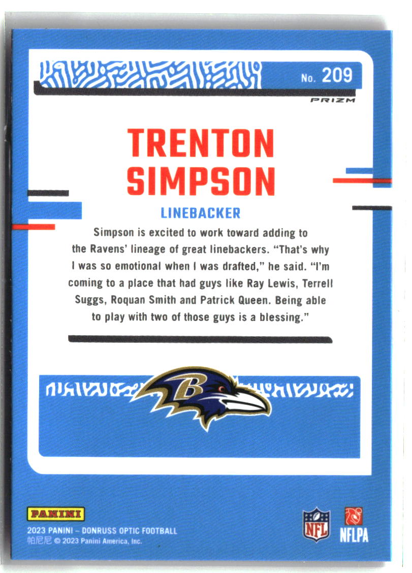 Trenton Simpson 2023 Donruss Optic Pink #209