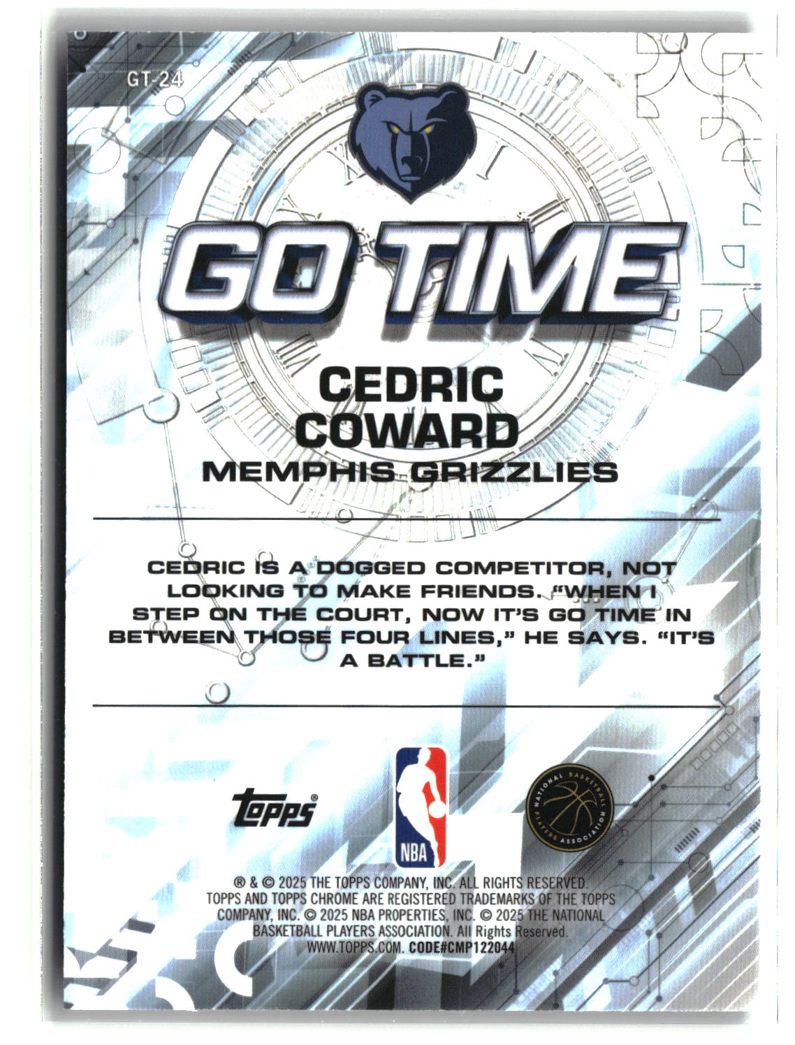Cedric Coward 2025-26 Topps Chrome Go Time #GT-24