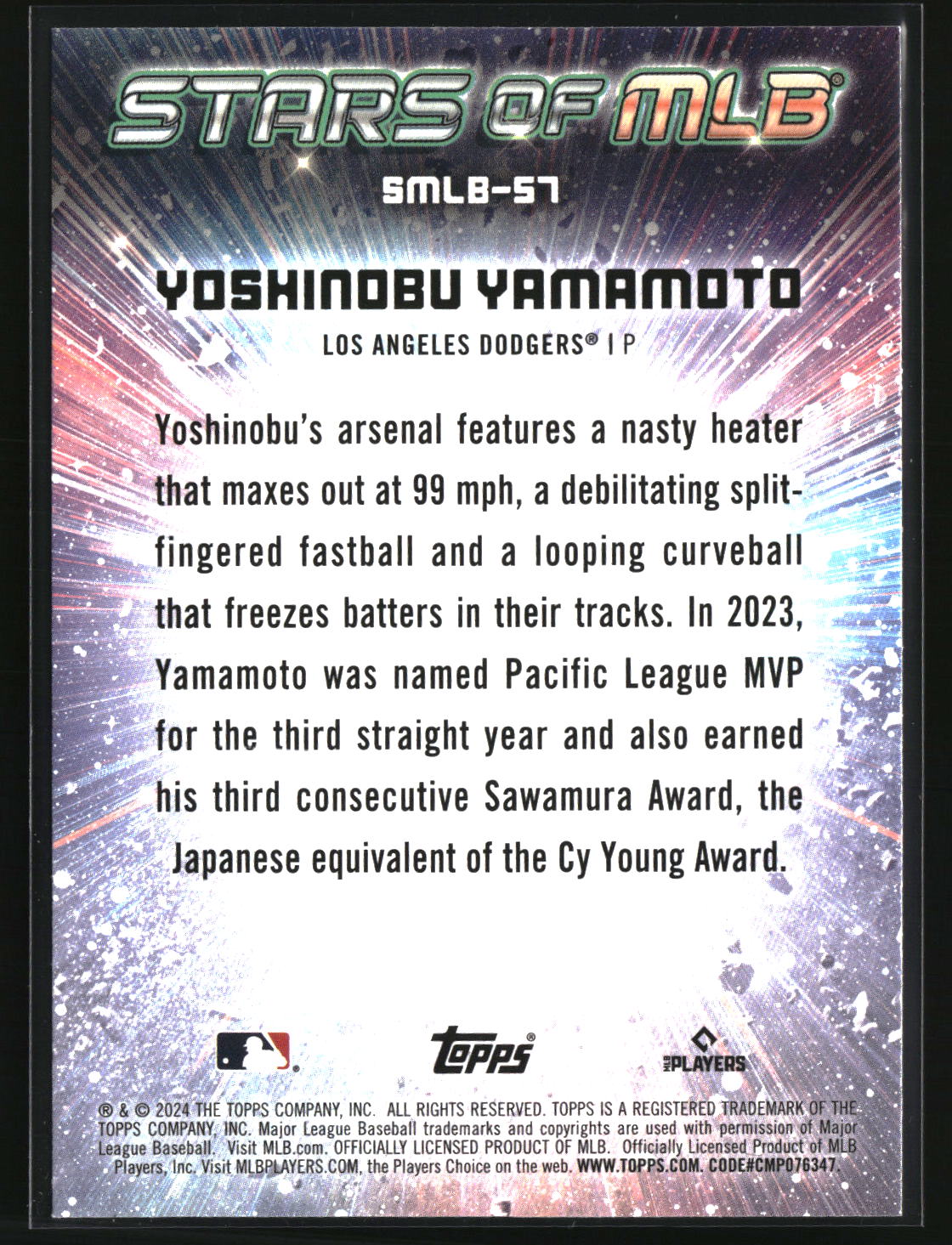 Yoshinobu Yamamoto 2024 Topps Stars of MLB #SMLB-57