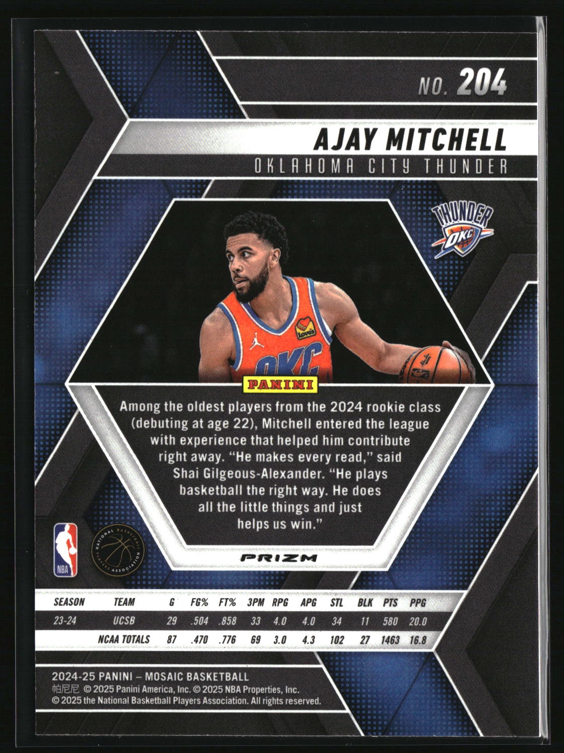 Ajay Mitchell 2024-25 Panini Mosaic Genesis Mosaic #204