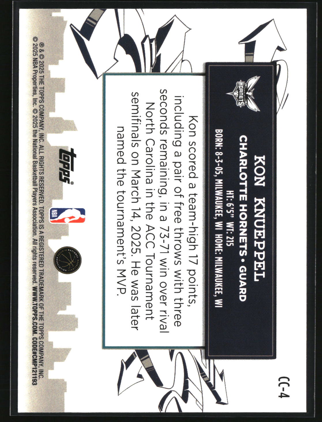 Kon Knueppel 2025-26 Topps Clutch City Prospects #CC-4