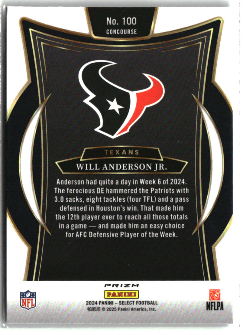 Will Anderson Jr. 2024 Panini Select Silver Prizm #100