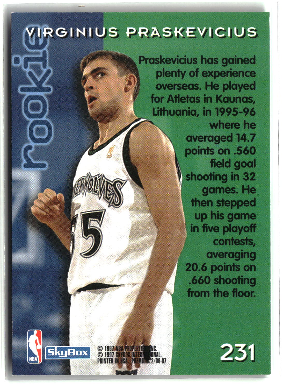 Virginius Praskevicius 1996-97 SkyBox Premium #231