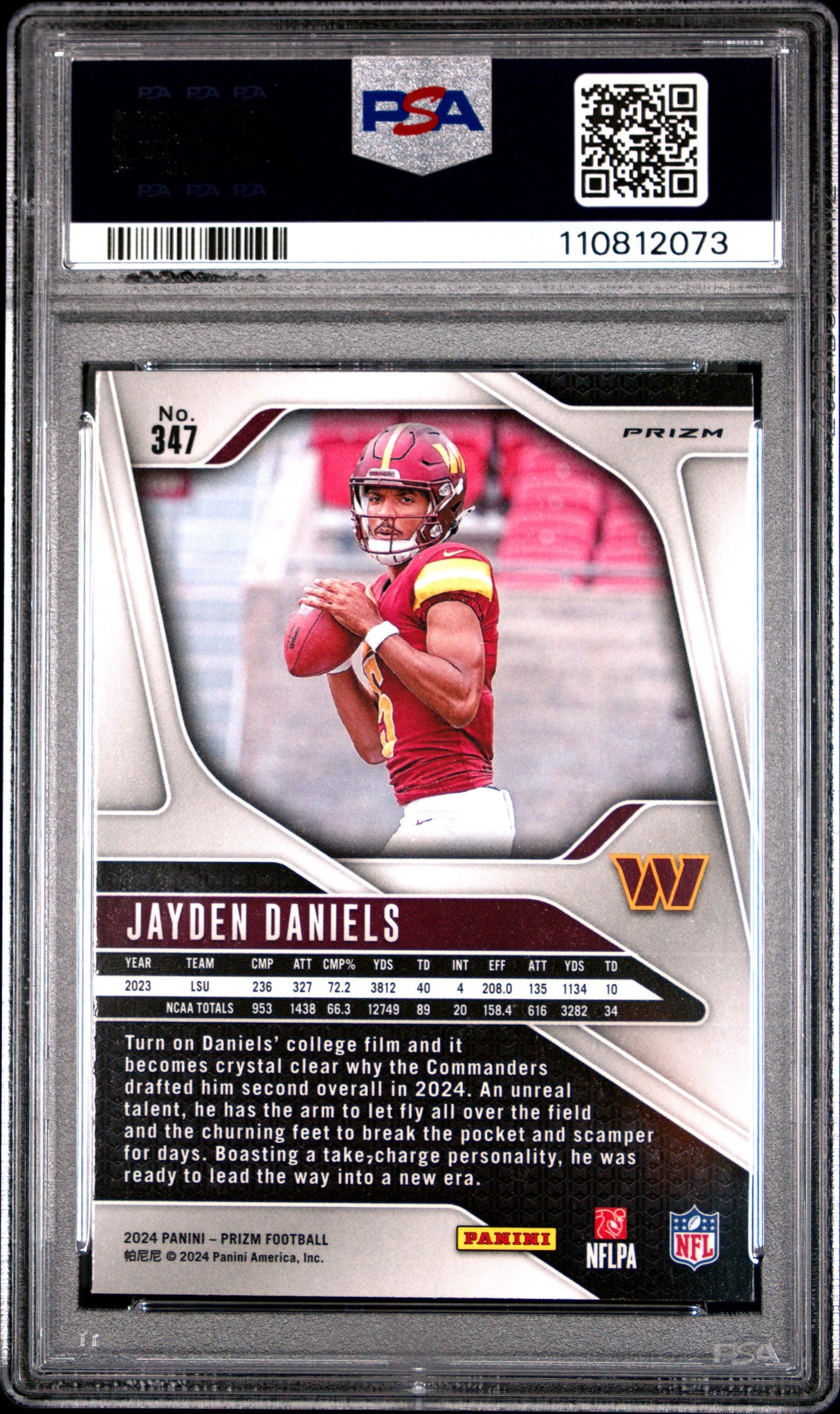 Jayden Daniels 2024 Panini Prizm Pink #347 PSA 10