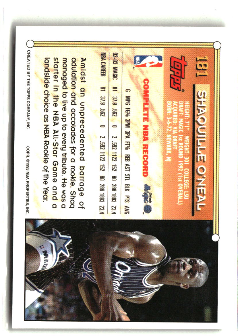 Shaquille O'Neal 1993-94 Topps #181