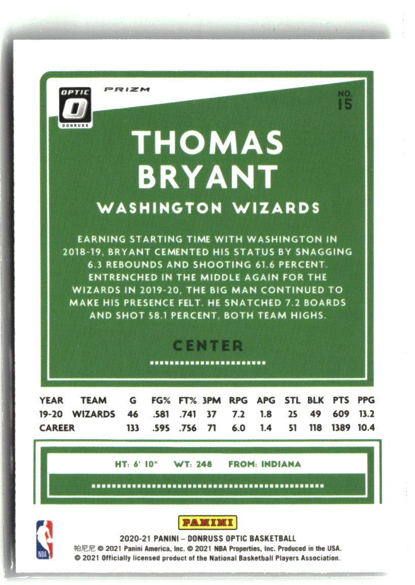 Thomas Bryant 2020-21 Donruss Optic Holo #15