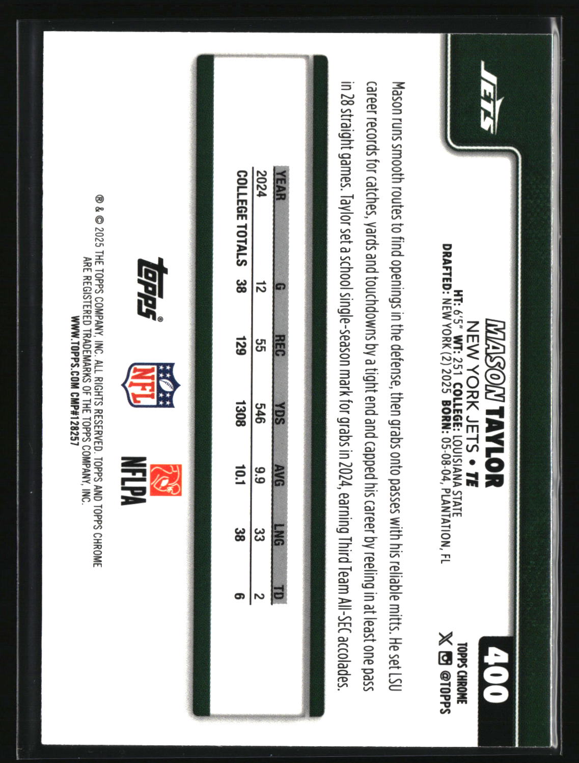 Mason Taylor 2025 Topps Chrome #400
