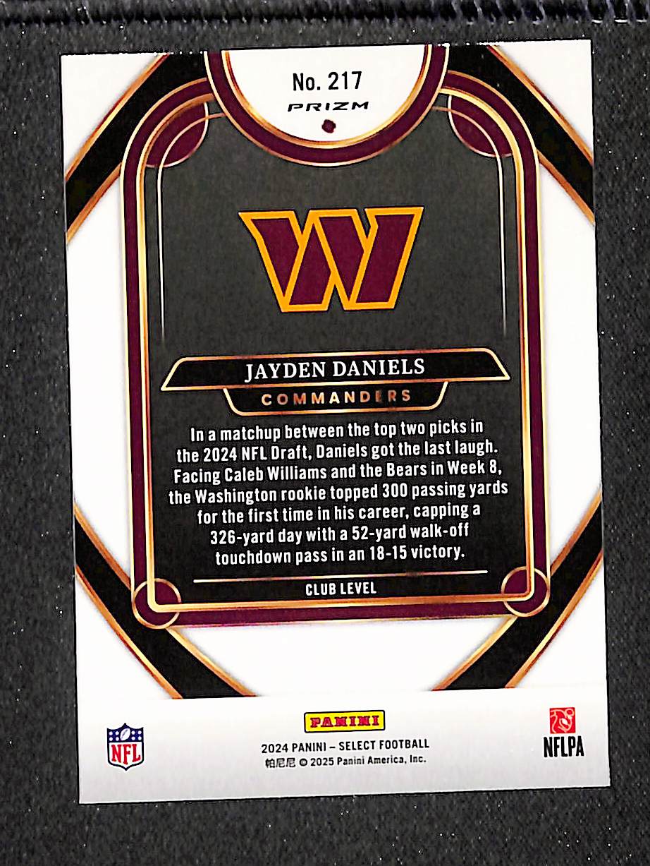 Jayden Daniels 2024 Panini Select Red & Blue Prizm Shock #217