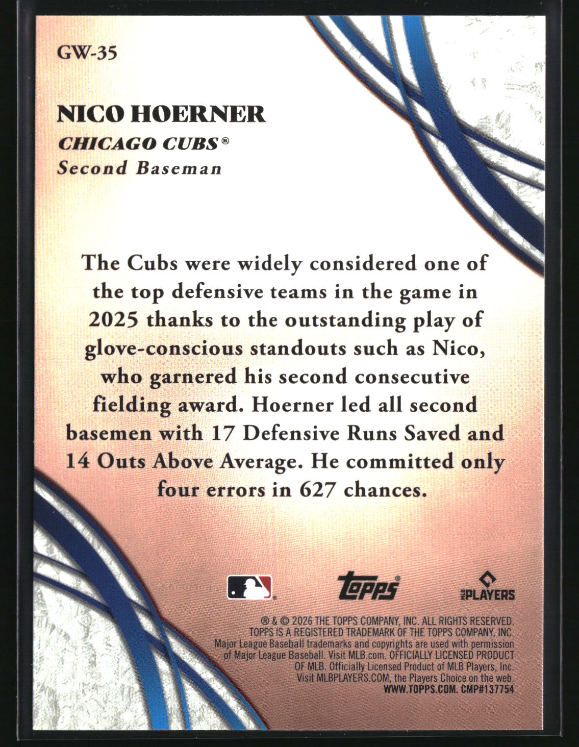 Nico Hoerner 2026 Topps Glove Work #GW-35