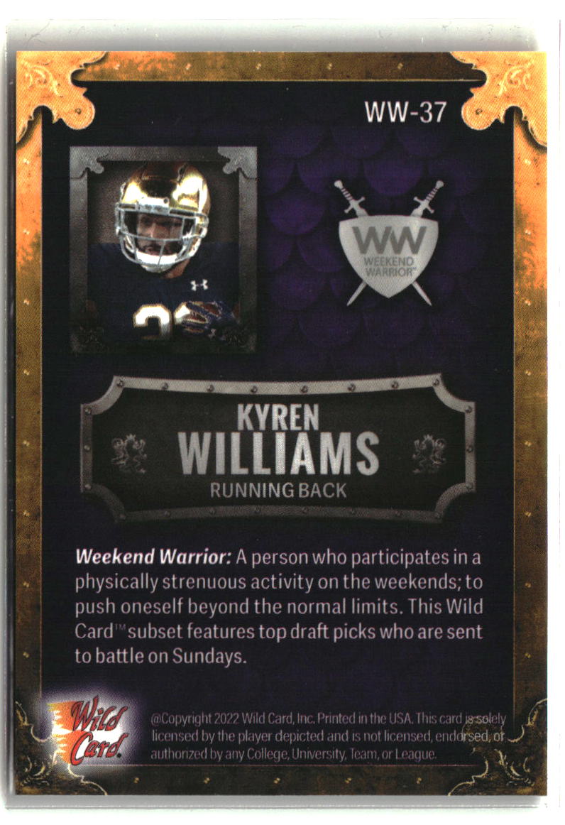 Kyren Williams 2022 Wild Card Matte Weekend Warrior #WW-37 #/4
