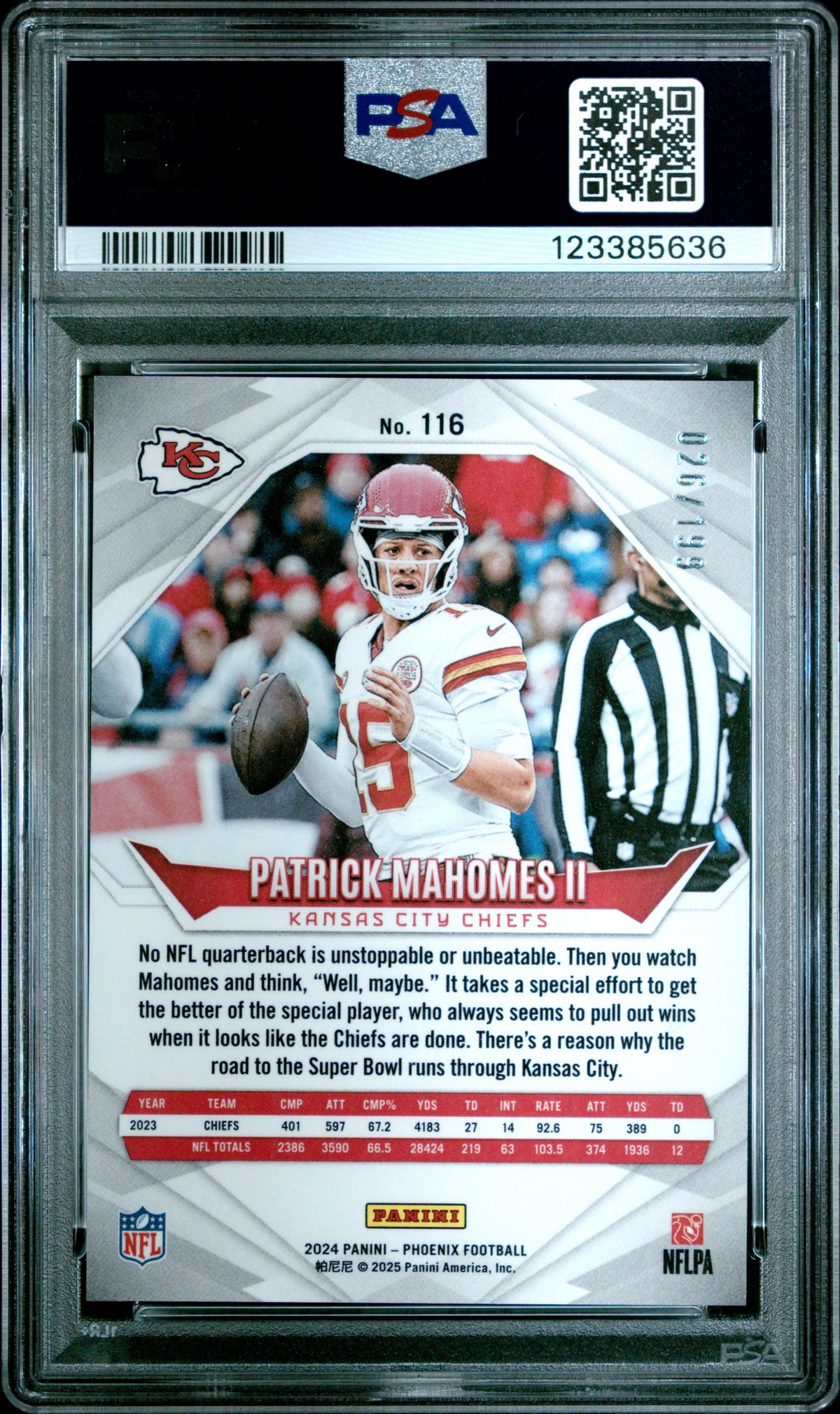Patrick Mahomes II 2024 Panini Phoenix Green Fade #116 26/199 PSA 10