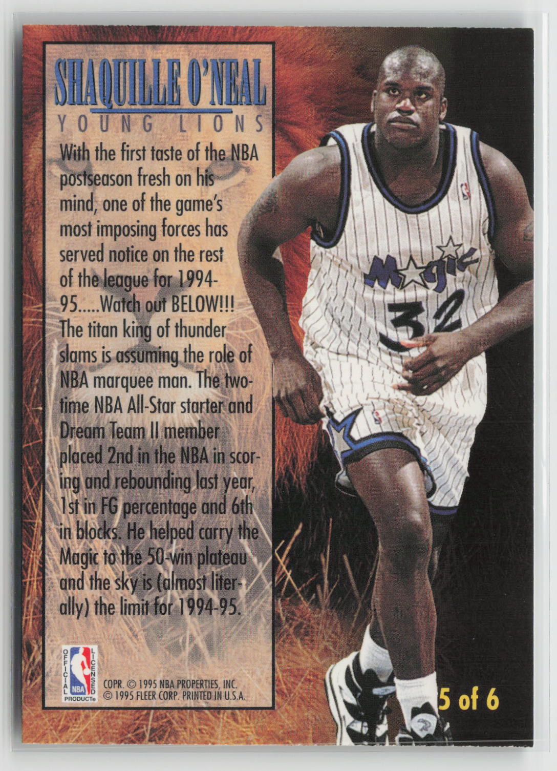 Shaquille O'Neal 1994-95 Fleer Young Lions #5