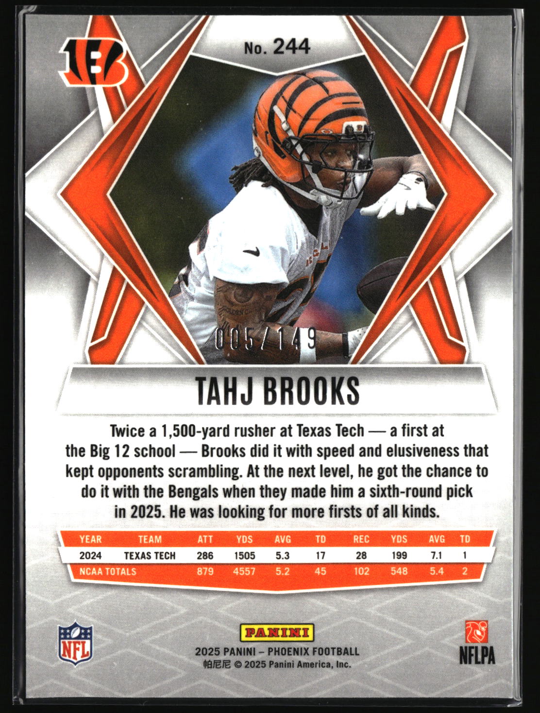 Tahj Brooks 2025 Panini Phoenix Green Hyper Prizm #244 #/149