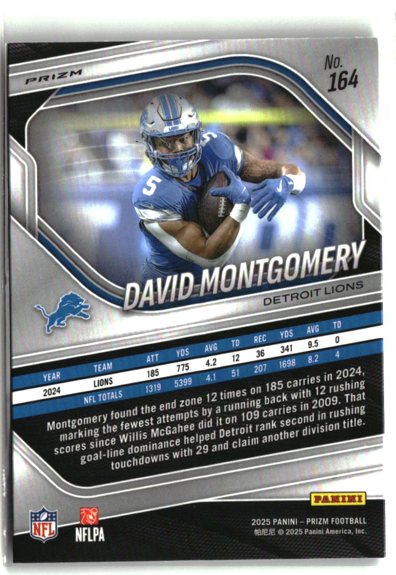 David Montgomery 2025 Panini Prizm White Disco #164