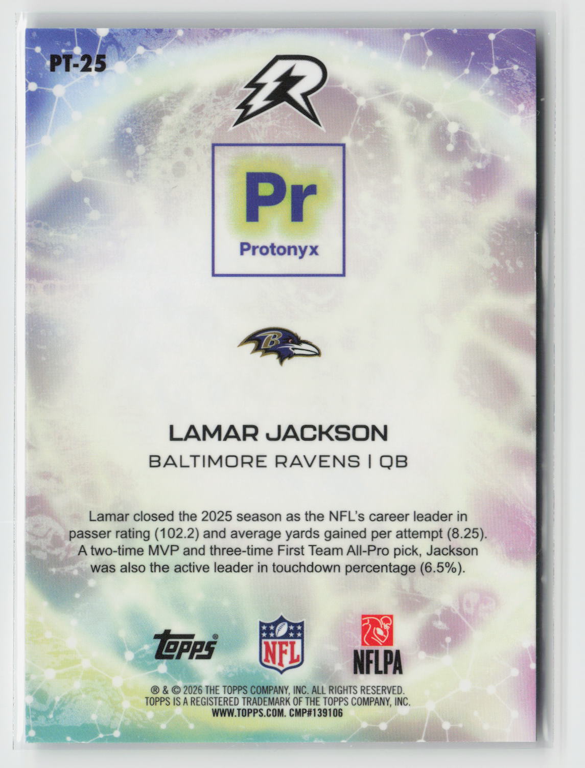 Lamar Jackson 2025 Topps Resurgence Protonyx Aqua Surge Refractor #PT-25