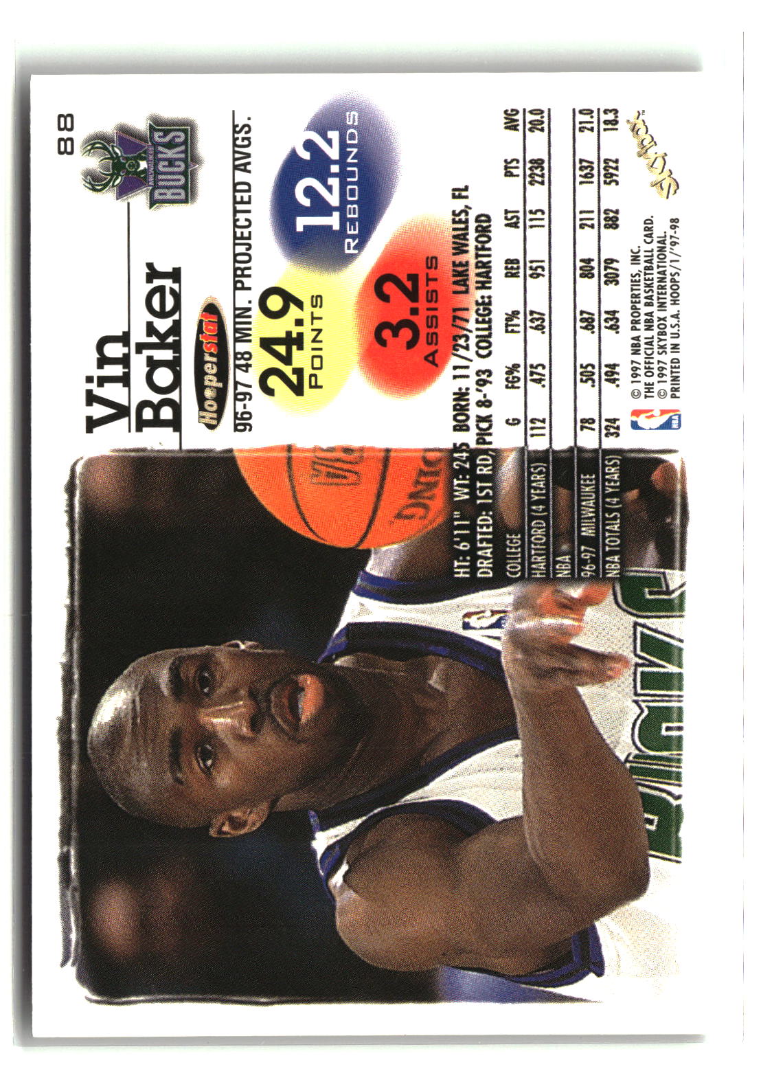 Vin Baker 1997-98 Hoops #88