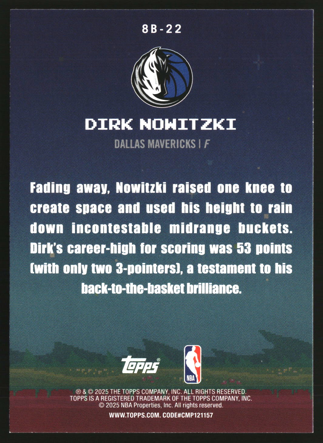 Dirk Nowitzki 2025-26 Topps 8-Bit Ballers #8B-22