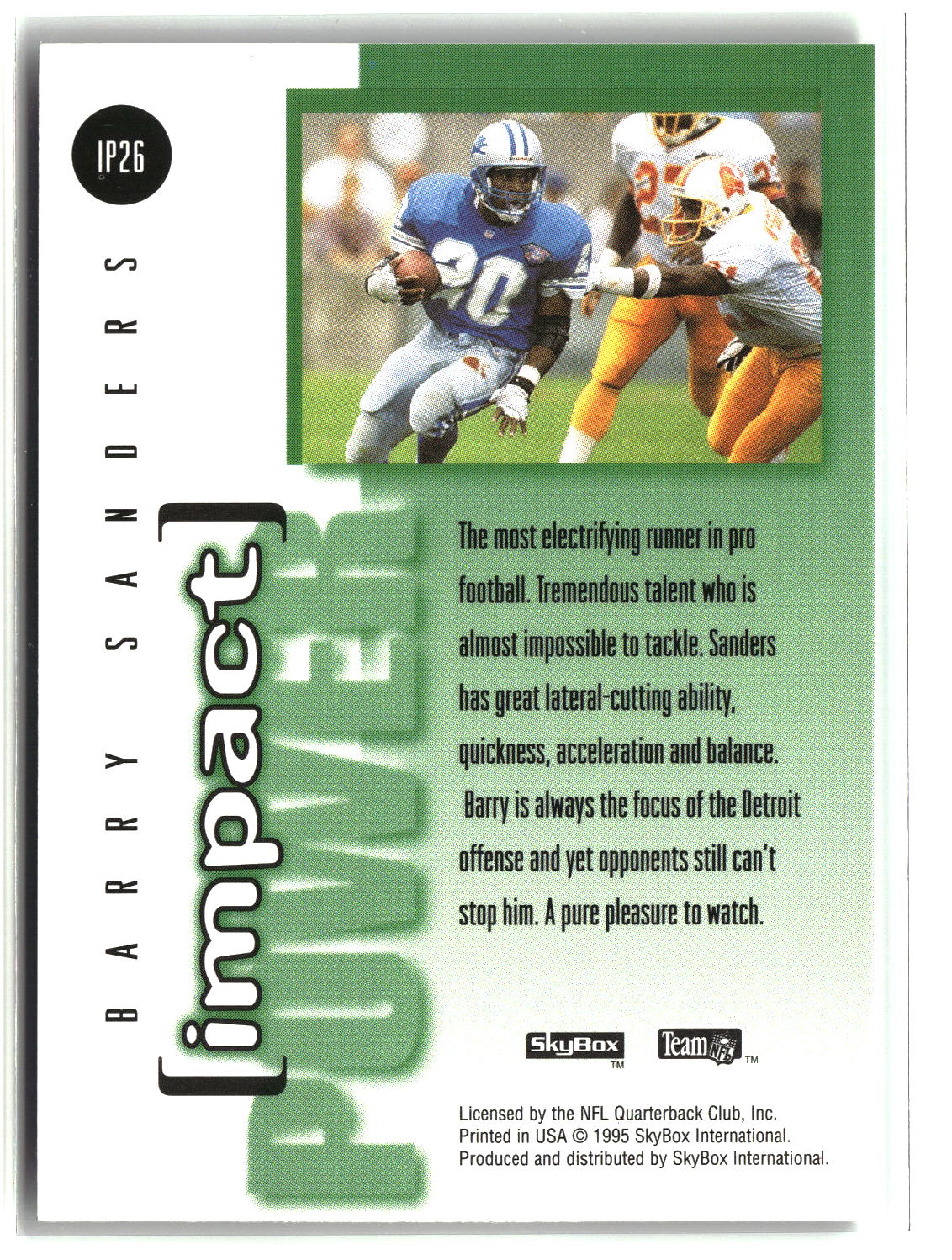 Barry Sanders 1995 SkyBox Impact Impact Power #IP26