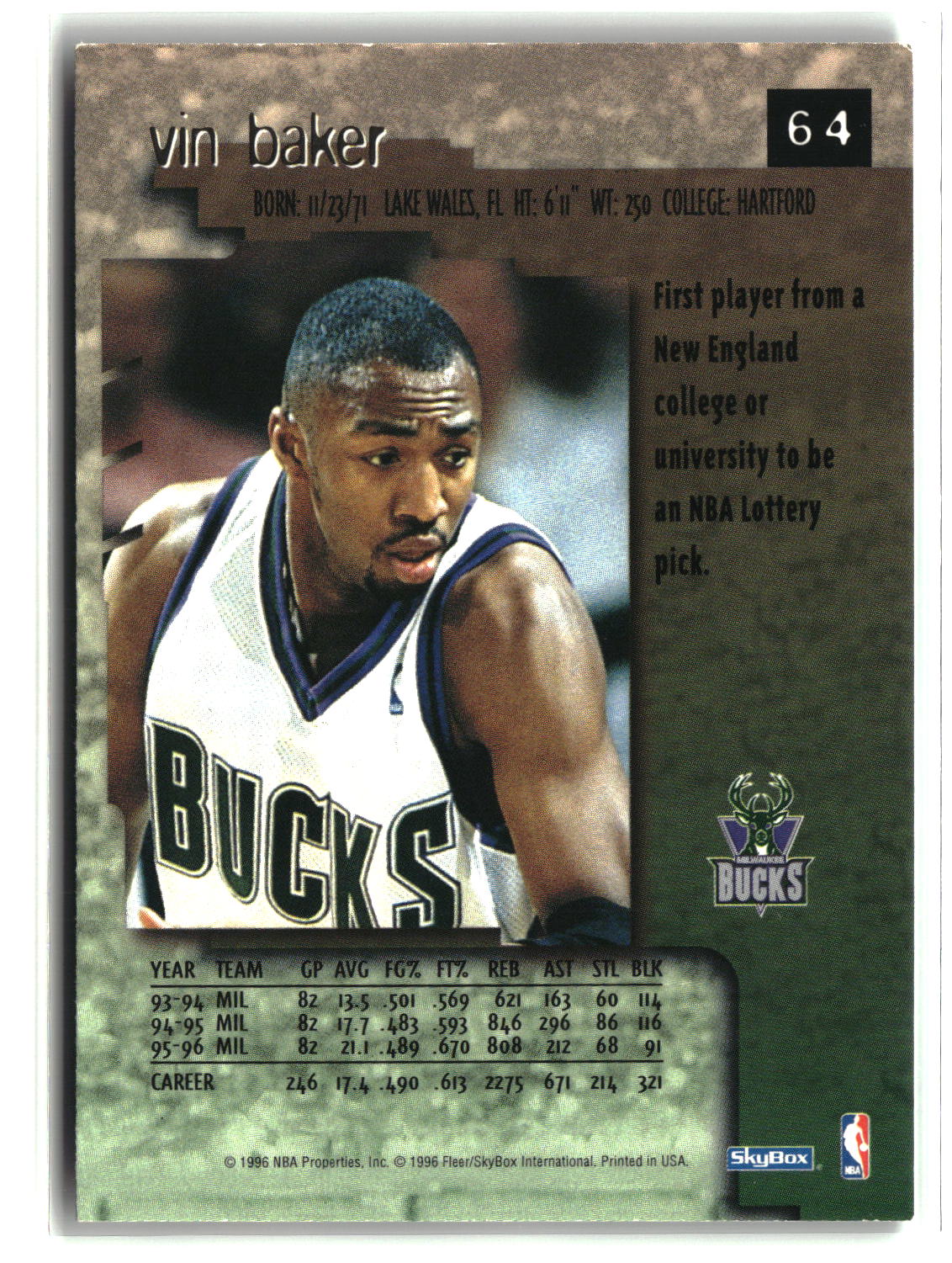 Vin Baker 1996-97 SkyBox Premium #64