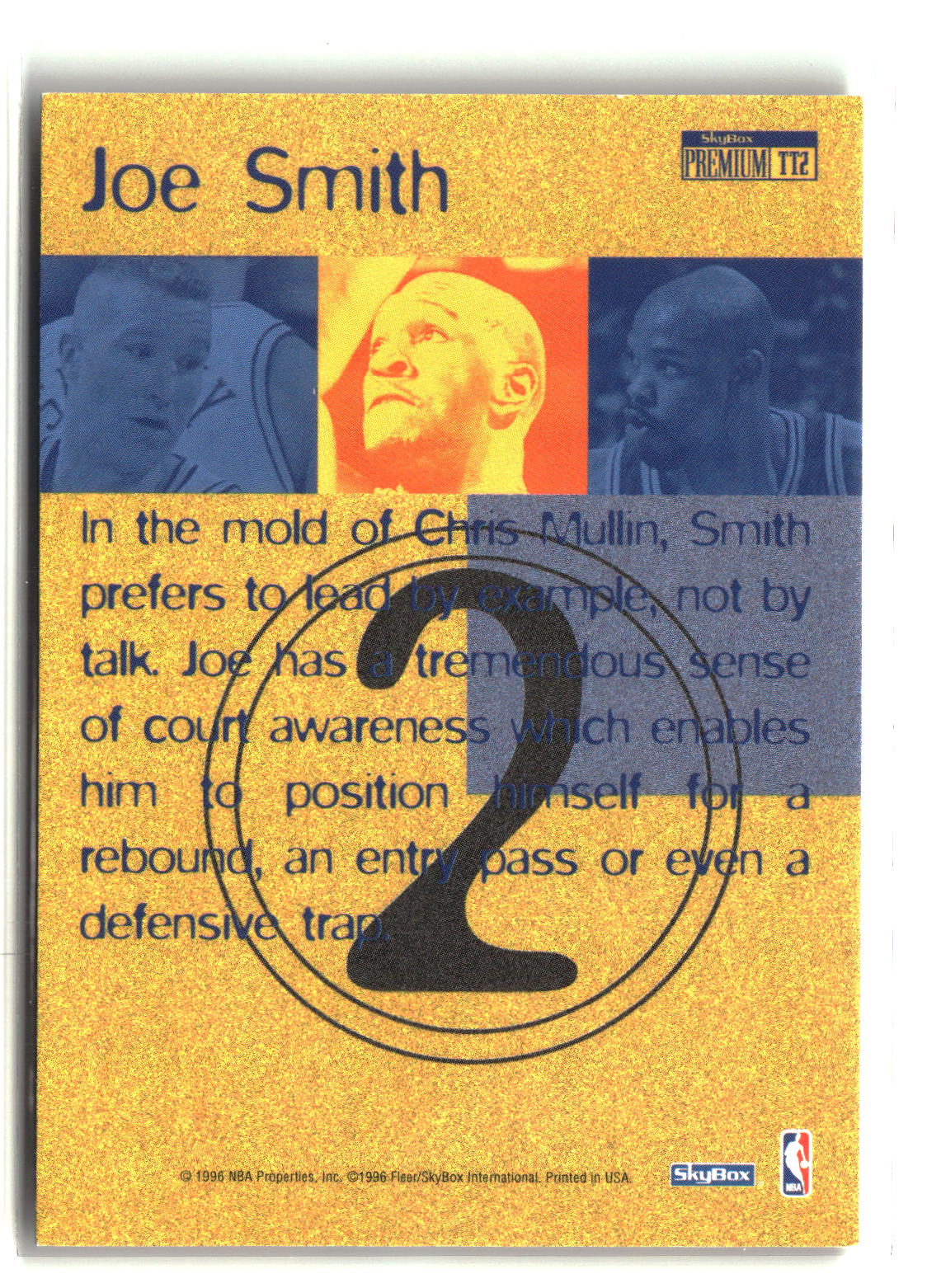 Joe Smith 1996-97 SkyBox Premium Triple Threats #TT2